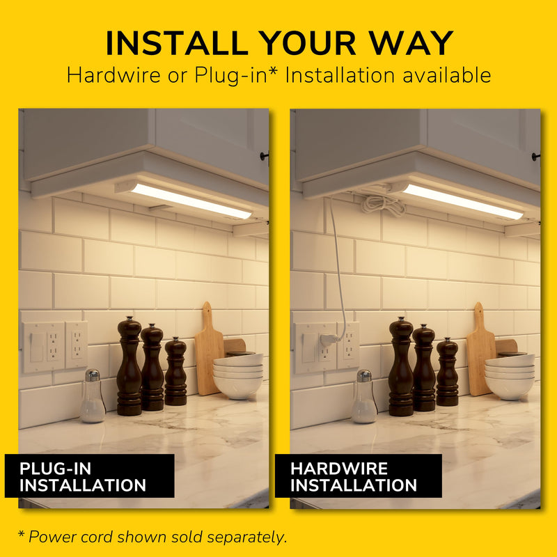 Inlight 12" LED Under Cabinet Lighting, 5 CCT Selectable 2700-5000 K, Dimmable, ETL-Listed, White Finished, IN-0208-1-WH 12 inch