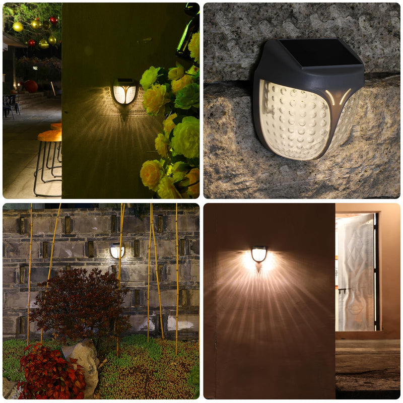 Energetic Small Solar LED Lights, IP65 Waterproof Dusk to Dawn Mini Solar Powered Lighting, 3000K Outdoor Wall Light for Garden, Deck, Patio, Yard, Driveway, Porch, Front Door, No Magnetic, 3 Pack No Magnetic Solar Lights