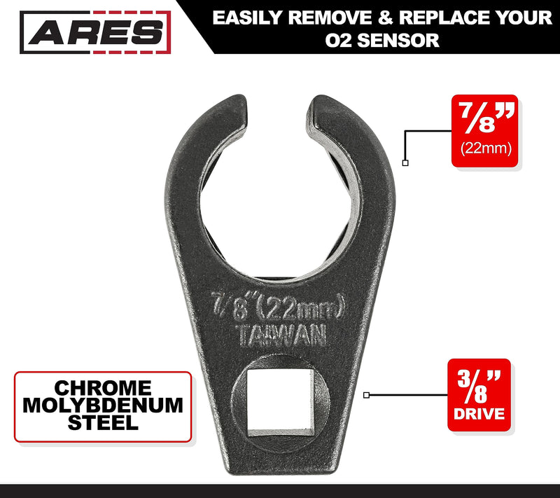 ARES 70039-3/8-Inch Drive by 7/8-Inch (22mm) Offset Oxygen Sensor Socket - Wire Gate Accesses Sensor from Side, Preventing Damage to Wires 1 3/8" Dr. Offset Sensor Socket