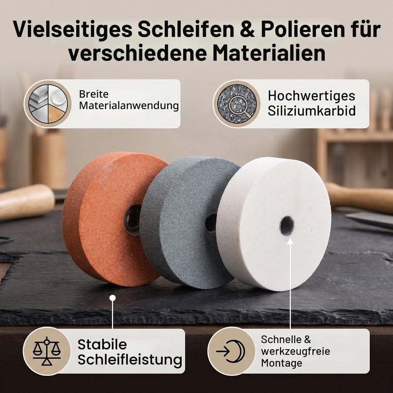 3pcs Bench Grinding Wheel Silicon Carbide Grinding Stone Base Grinding Wheel for Metal Ceramic Wood