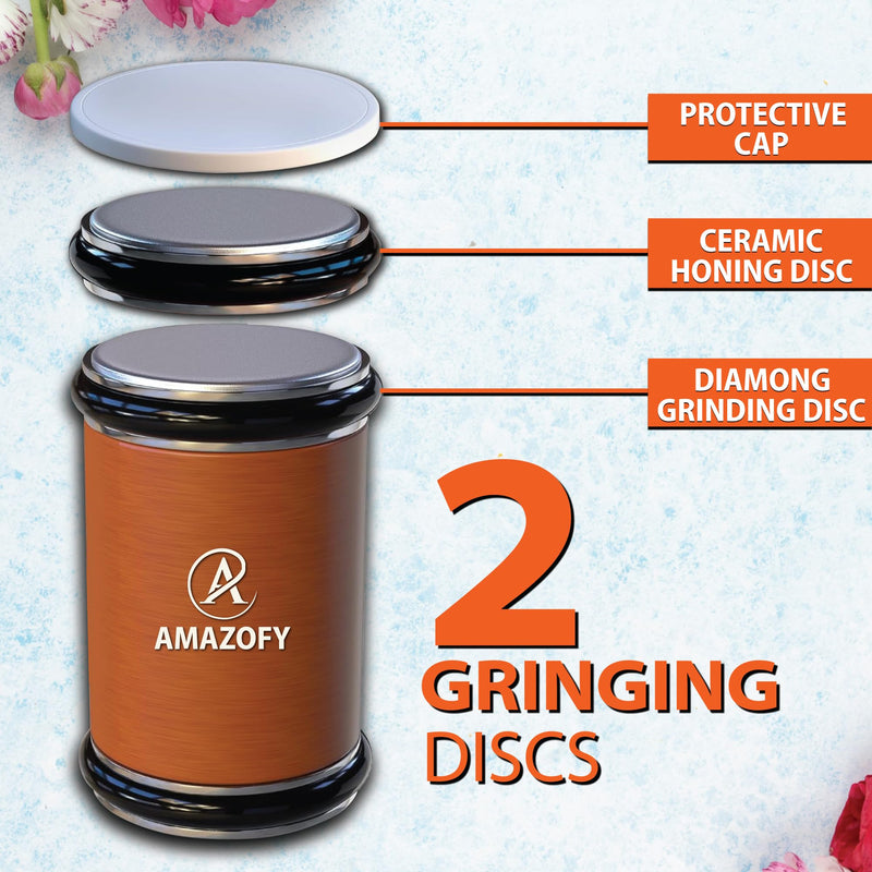 Knife Sharpener Tool, Rolling Knife Sharpener Kit, Knife Sharpening with Diamonds and Ceramic for Steel of Any Hardness, Kitchen Knife Sharpener with Adjustable 15 & 20° Magnetic Angle Base
