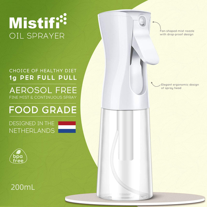 Mistifi Oliver Oil Sprayer for cooking, Spray bottle 6oz, Non-Aerosol Refillable Dispenser Oil Mister (set of 2) Set