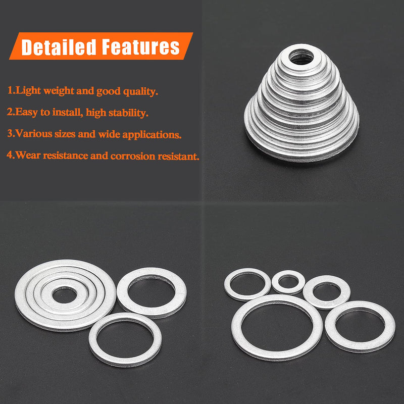 100 Pieces M12x18x1.5mm Automotive Drain Plug Gaskets, Oil Crush Washers, Aluminum Flat Washers, Inner Diameter 12mm, Outer Diameter 18mm, Thickness 1.5mm