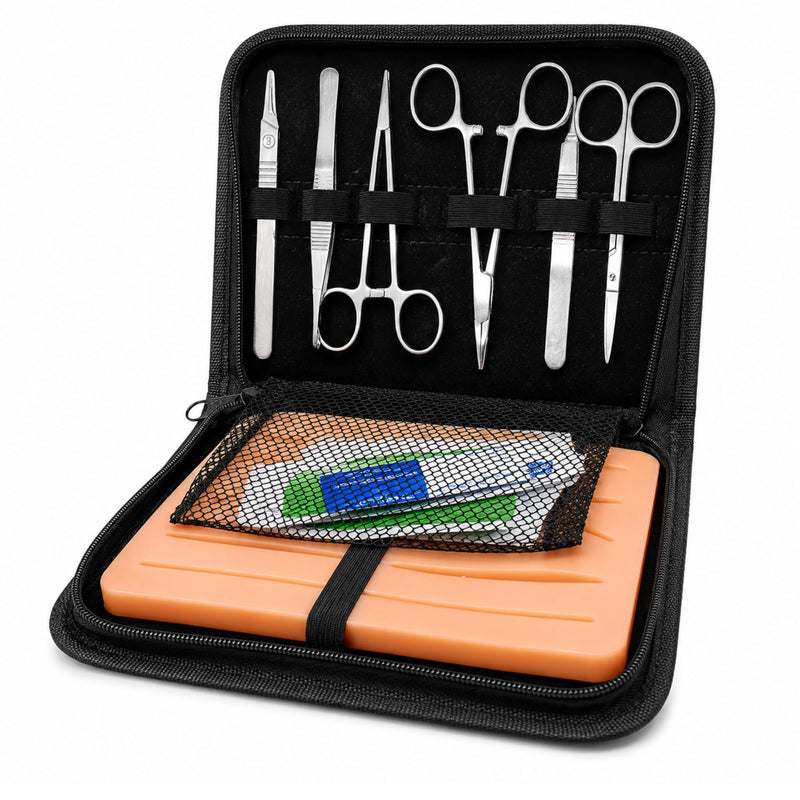 Surgical Suture Kit in Black - Sewing Kit Medicine for Suture Training & Medical Studies | Suture Practice Kit | Suture Set Exercise Medicine with 3-Layer Suture Pad, 12 Threads & Premium Case | Medi | Designed by medical students in Germany