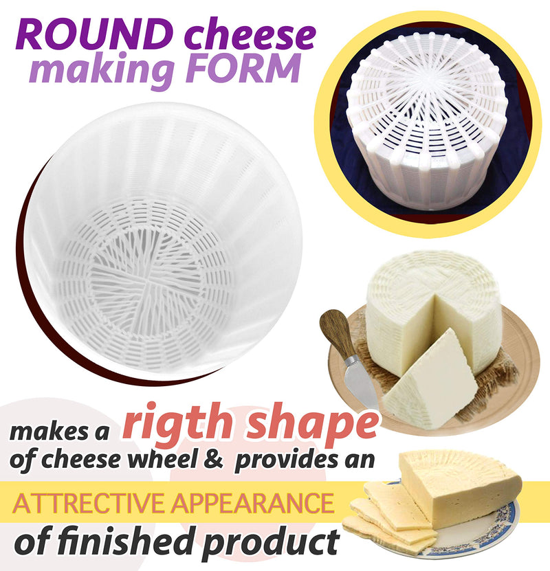 5 Pcs Soft Cheese Mold for Cheese Making 3 QT - Cheese Making Mold - Cream Cheese Form Mold - Homemade Cheese Making Supplies - Molde Para Queso Fresco Casero - Feta Ricotta Cheese Making Basket