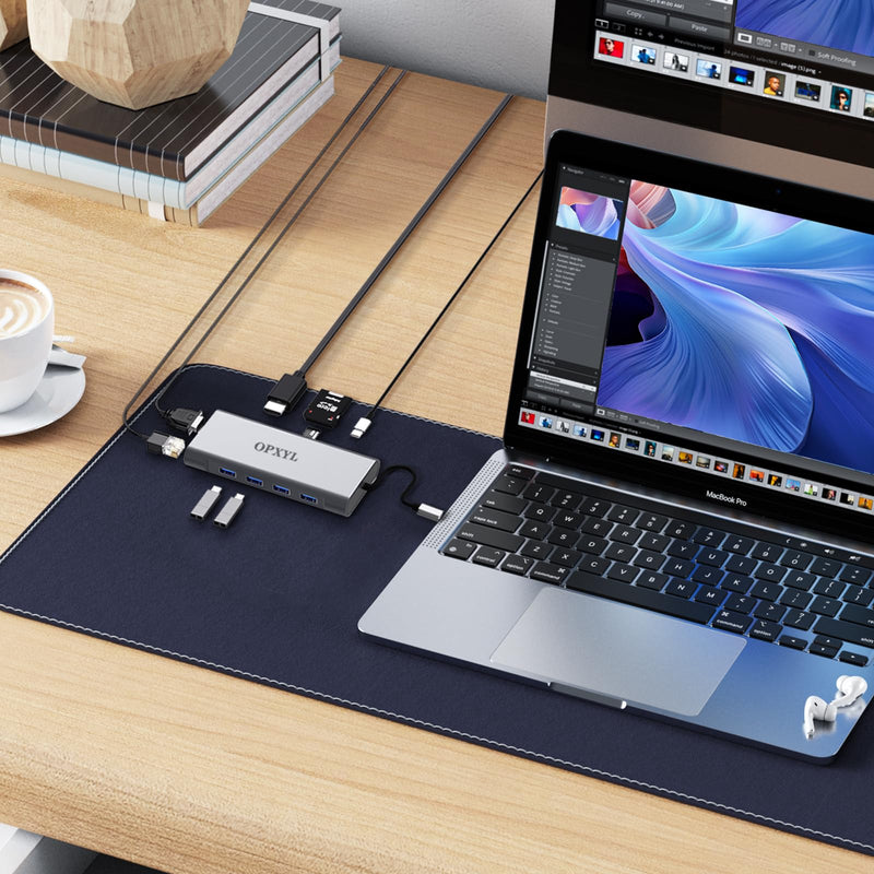USB C Hub Ethernet,4K USB-C to HDMI Hub,11in1 Multi-Port USBC Adapter Type C Dock Dongle Compatible for MacBook Pro Laptop Air iPad Docking Station usbc Adapter