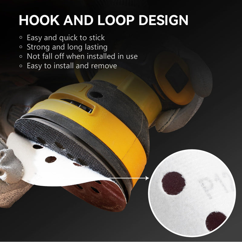 Selead Pack of 120 Sandpaper 125 mm Professional 8-Hole Sanding Discs Grit P40-600 Sandpaper Round for Random Orbital Sanders Pack of 120 | Mix Grit