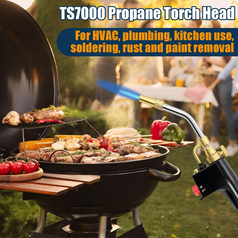 TS8000 Propane Torch Head with Igniter, TS8000 High Intensity Mapp Gas Torch Head with Brass Tip and Adjustable Flame Knob Welding Torch for Light Welding, Soldering, Brazing, Heating,Thawing 1