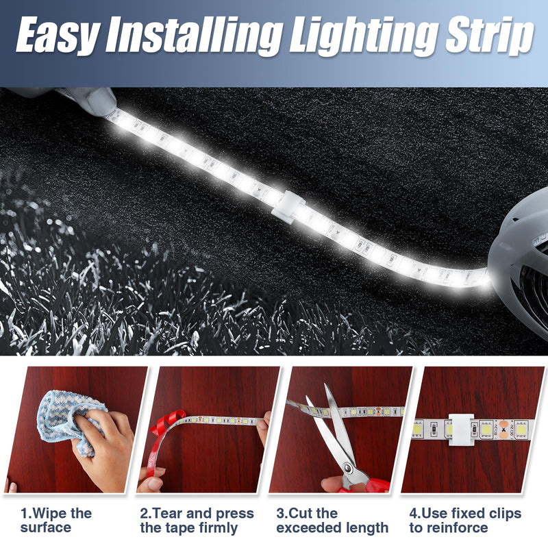 LED Boat Strip Lights - 32.8ft (2 Rolls) Waterproof Pontoon, Kayak, Cabin, Deck & Navigation Lights (White) 32.8FT White