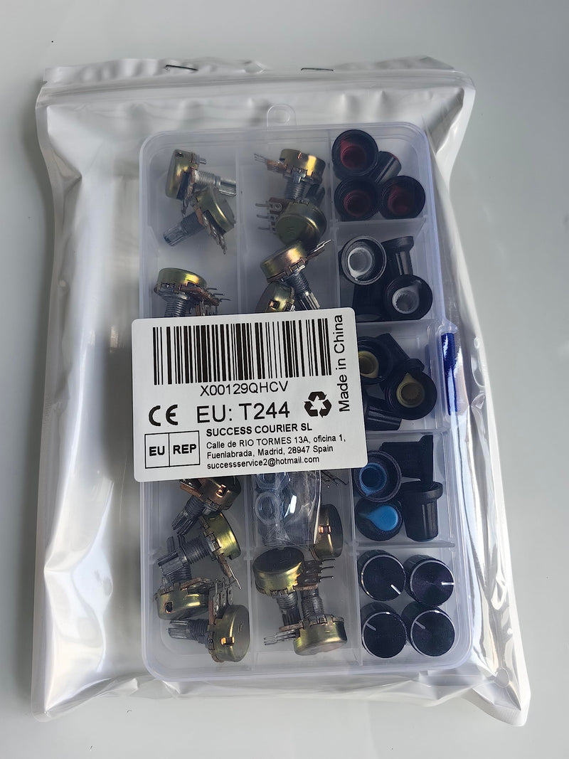 GTIWUNG Potentiometer Mono Linear B5K B10K B20K B50K B100K, 20 pieces. Single potentiometer, WH148 3-pin rotary potentiometer with nuts and washer T244