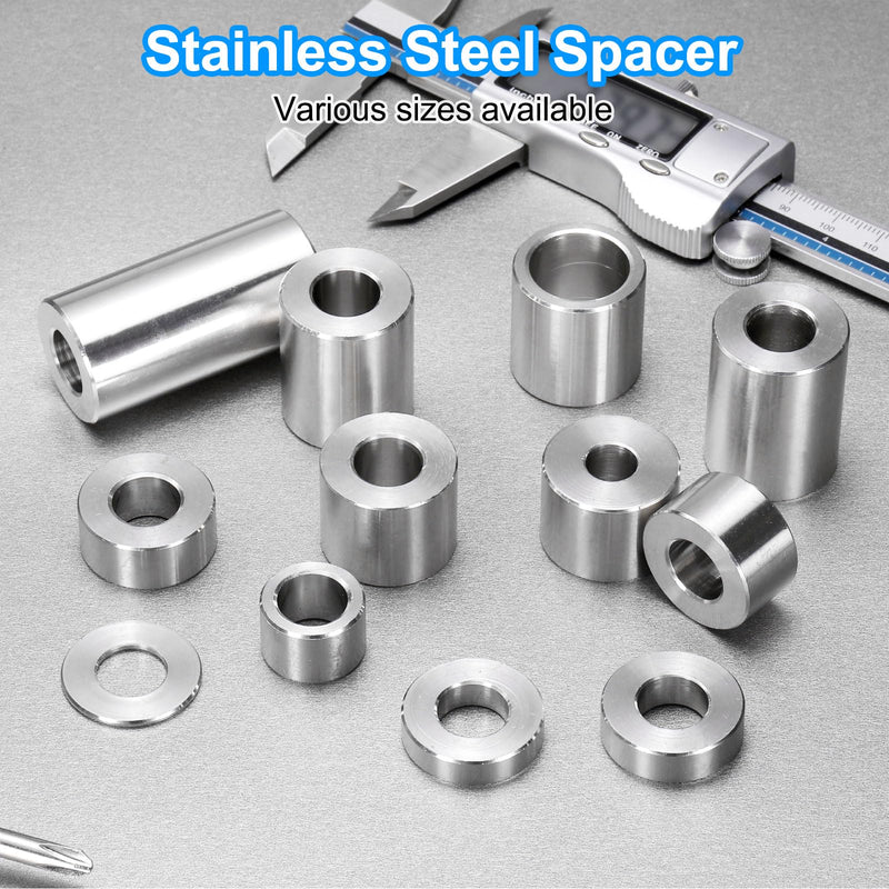 uxcell 10pcs Stainless Steel Spacer 1/2" Bore x 1" OD x 1" Length Screw Bushing Plain Finish Round Metal Spacer for M12 Screws Bolts and Rods 1/2" x 1" x 1"