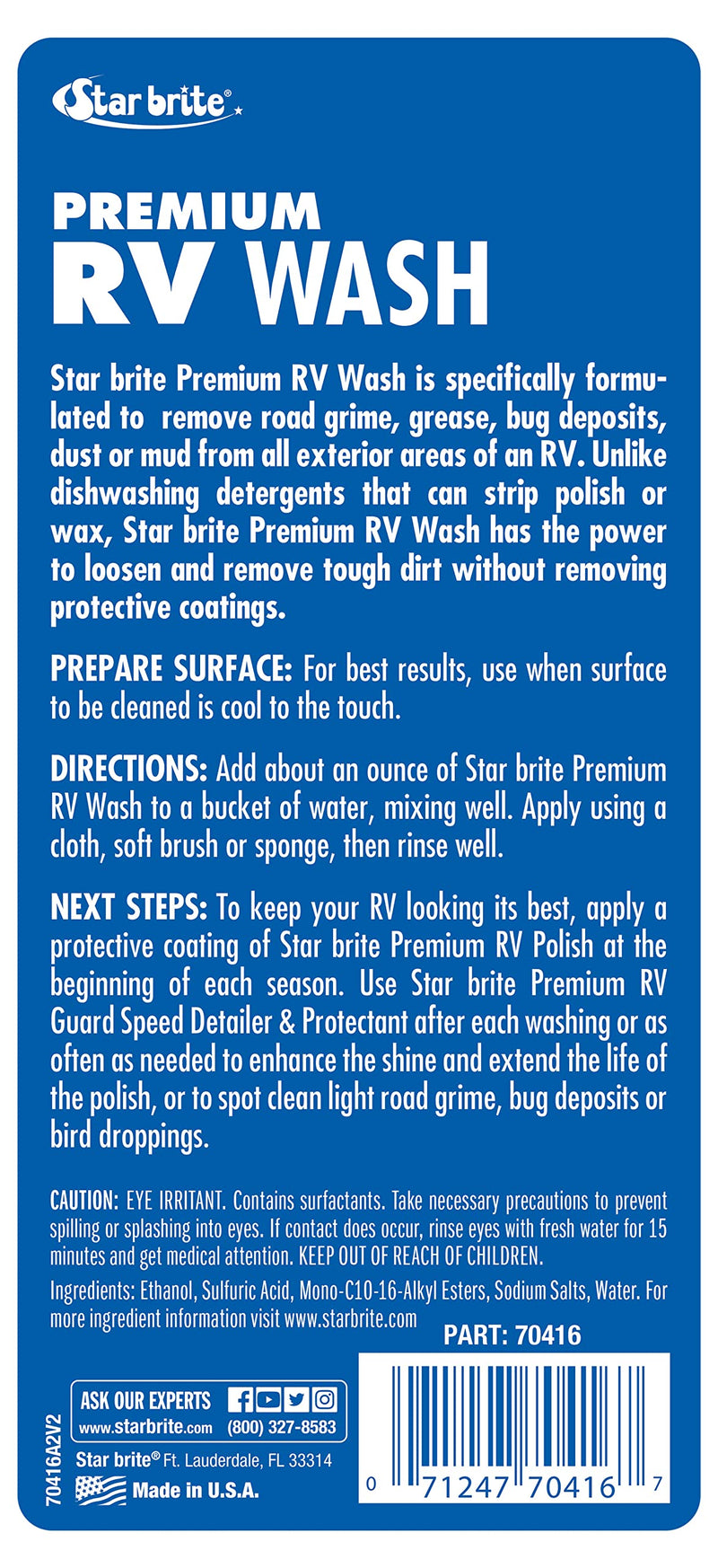 STAR BRITE Premium RV Wash - Ultimate RV Exterior Cleaner for Road Grime & More - Ideal for All Camper Surfaces - 16 OZ (070416P)