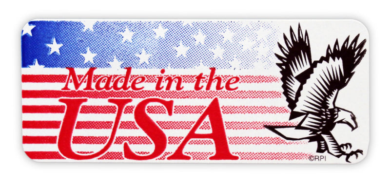 ChromaLabel 1" x 2-1/4" 1 x 2.25 Inch Made in USA Stickers, 500 Labels/Dispenser Box, US Flag, Imprinted: Made in The USA