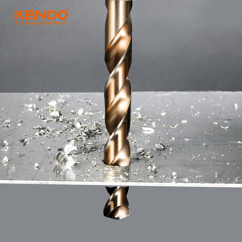KENDO 5/16 Inch Cobalt Drill Bits (13pcs), M35 High Speed Steel, 135 Degree Tip, Jobber Length Twist Drill Bit Set for Hard Metal, Stainless Steel, Cast Iron, Wood and Plastic, with Storage Case 5/16" (13Pcs)