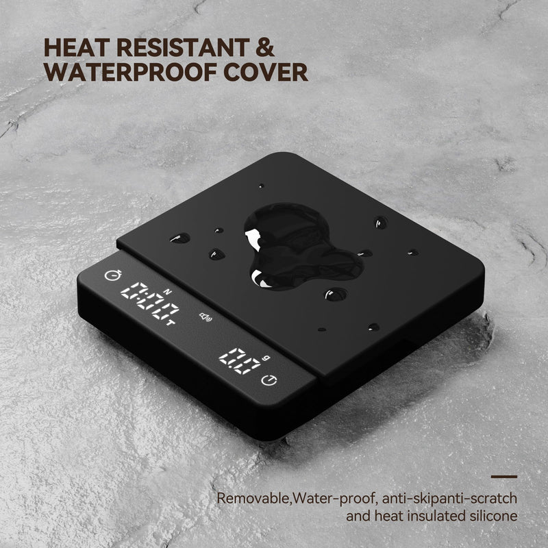 Rechargeable Coffee Scale with Auto Timing,Mini Espresso Scale with Timer, 2kg/0.1g High Precision Scale for Coffee Beans, Black M3-W 2.0