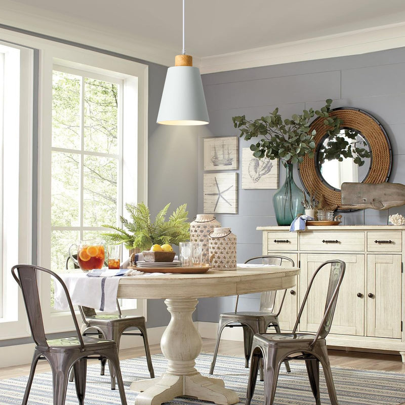 White Pendant Light Kitchen Island Wood Pendant Lighting Mini Modern Hanging Light Small Pendant Light Fixture for Dining Room,Bar,Bedroom,Adjustable Cord,5.94 inch,1 PCS White 1 PACK