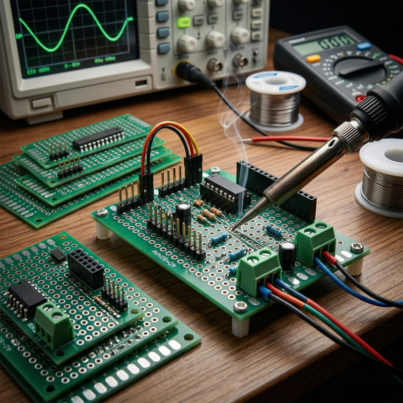 QWORK 46pcs PCB Set Double Sided Prototype PCB Board Kit with Male/Female Header and Screw Terminals