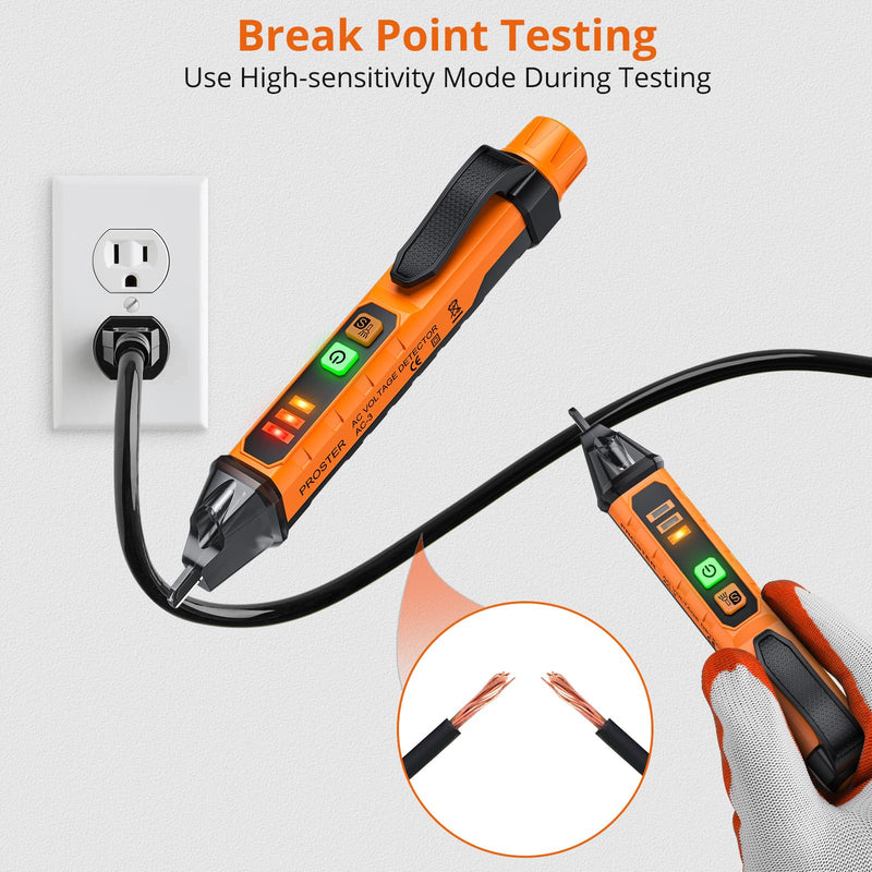 Proster Non-Contact Voltage Tester with Dual Range 12-1000V/48-1000V Adjustable Sensitivity AC Voltage Tester Pen & LED Flashlight