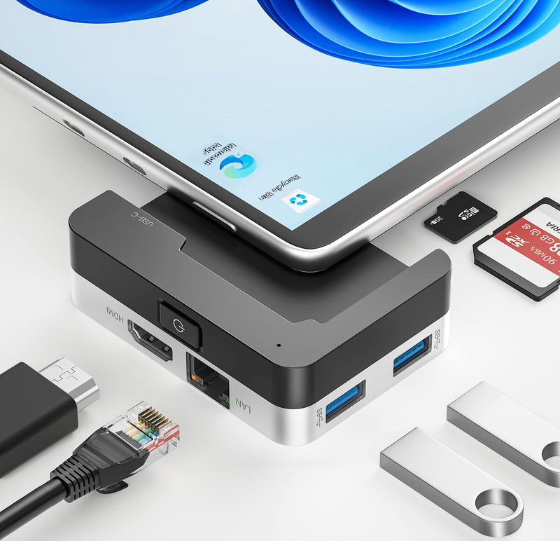 BYEASY Surface Pro 8 Docking Station, 6-in-1 Microsoft Surface Pro 8 USB-C Hub with 4K HDMI, 1000M Ethernet LAN, SD/TF Card Reader, 2 USB 3.0 - Specifically Designed Expansion Hub for Surface Pro 8 Hub only for surface pro 8