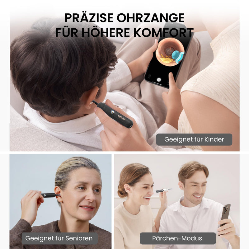 Bebird Visible Ear Cleaner, 1920P HD Adjustable Ear Cleaner with Camera and Light, Portable Ear Care Tool with Storage Box for Adults and Children, Compatible with iOS and Android Black