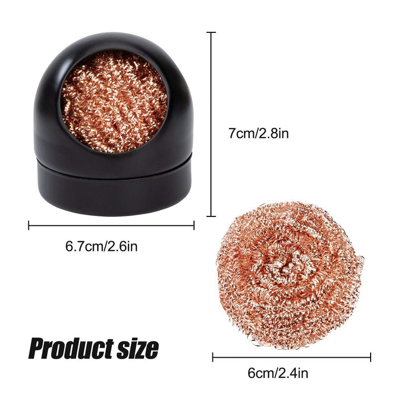 Soldering Tip Cleaner Soldering Iron Tip Cleaner and Holder, Soft Wrapped Brass Tip Cleaner Kit Cleaning Wire Scrubber Cleaner (4 Brass Balls, Black)