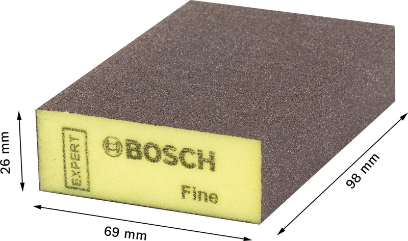 Bosch 1 x Expert S471 Standard Sanding Sponges (for Paint on Wood, Softwood, Diameter 69 x 97 x 26 mm, Fine, Professional Accessories Hand Sanding) Brown 1 x S471 Standard Block