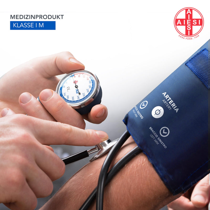 AIESI Professional Manual Aneroid Sphygmomanometer classic type for adults with stethoscope DOCTOR PRECISION - Arm blood pressure meter kit with phonendoscope