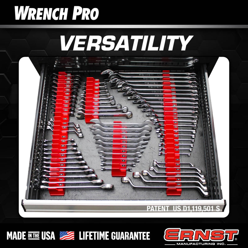 Ernst Manufacturing Wrench Pro - Modular Wrench Organizer for 40 Wrenches with Anti-Slip Cleats (Patented) - Made in the USA Black