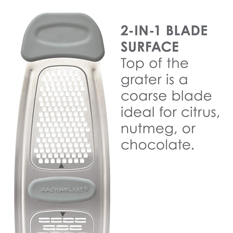 Rachael Ray Tools and Gadgets Stainless Steel Multi Grater for Cheese, Ginger, Garlic, and more, Gray