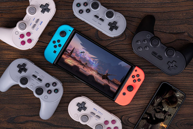 8Bitdo Pro 2 Bluetooth Controller for Switch, Hall Effect Joystick Update, Wireless Gaming Controller for Switch, PC, Android, and Steam Deck & Apple (Gray Edition) Gray Edition