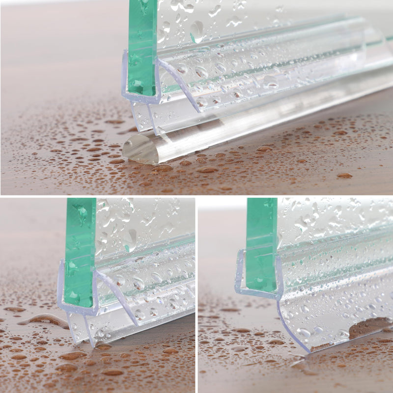 Frameless Shower Door Seal for 3/8" Thick Glass, 2 Pack x 78" U Glass Shower Door Side Seal Strip Bottom Seal Door Sweep, Ultra-Clear Polycarbonate, Stop Shower Leaks Create a Water Barrier 2PCS x 78" for 3/8" U (For Side of Sliding door)