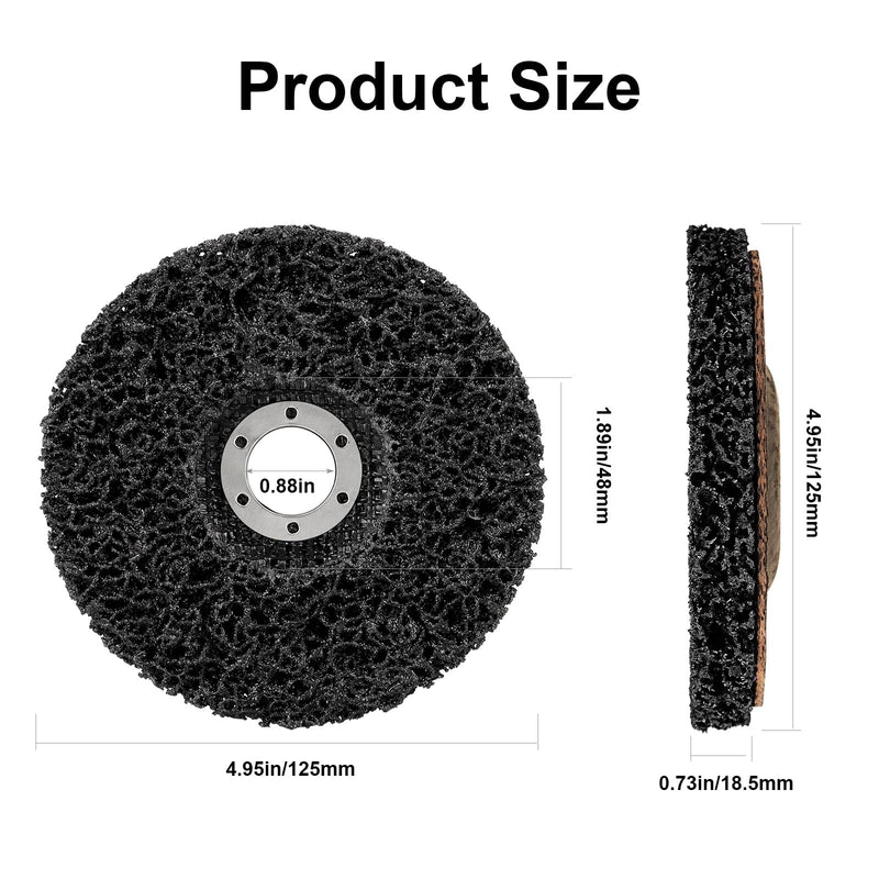 CSD disc sanding disc, 5 pieces coarse cleaning disc cleaning disc set, surface processing or paint removal polishing for drilling roller sanding disc (125 mm, black) 125 mm/black
