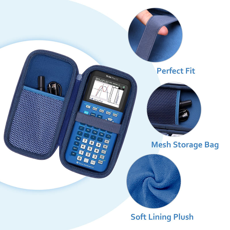 XANAD Navy Blue Case for Texas Instruments TI-84 Plus CE/TI-84 Plus/TI-Nspire CX II CAS/TI-Nspire CX II/TI-83 Plus/TI-89 Titanium/TI-85 / TI-87 Color Graphing Calculator