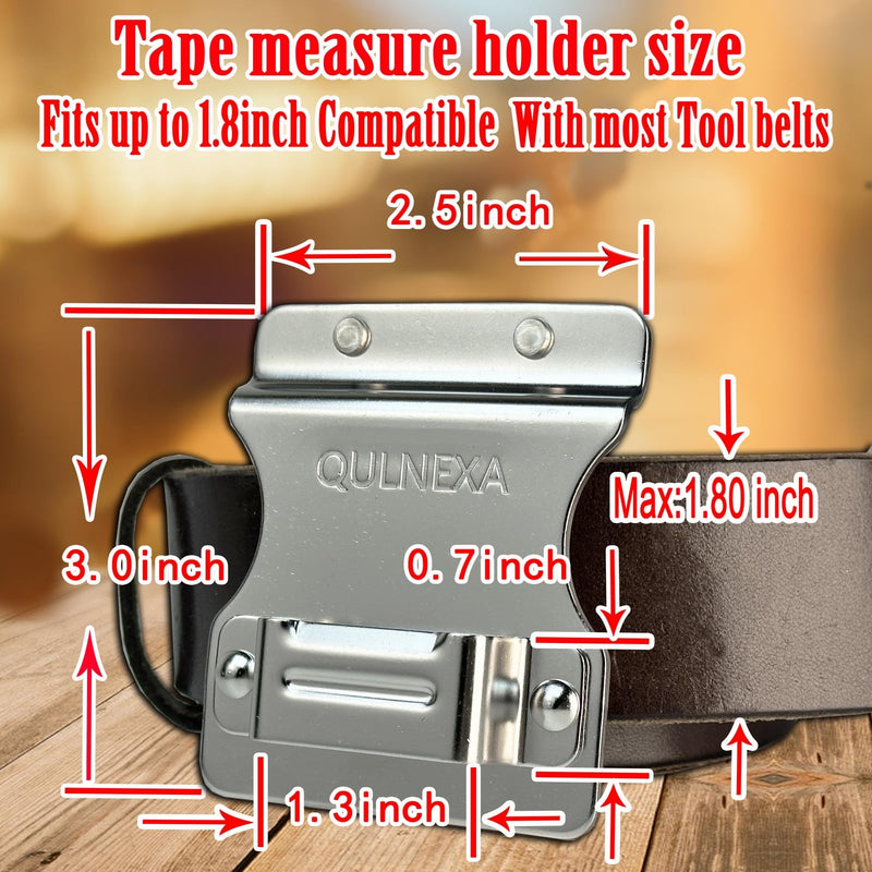 Tape Measure Holder for Belt, Leather Tape Tool Measure Holster, Occidental Leather Measure Belt Clip Tape Hoster-Silver