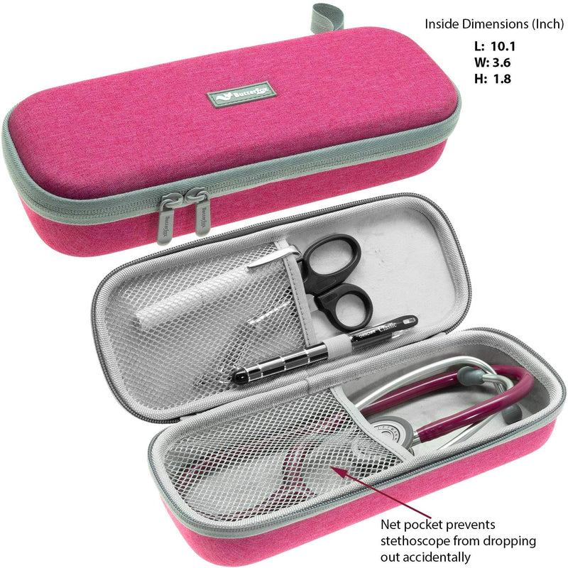 ButterFox Semi Hard Stethoscope Case for Classic III, Cardiology IV Diagnostic, Lightweight II S.E, and More Stethoscopes with Pocket for Nurse Accessories (Pink)