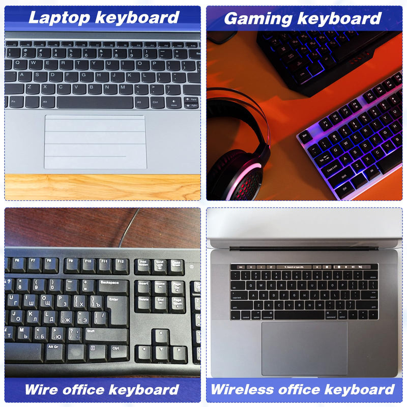 2 Pack Universal English Computer Stickers Keyboard Replacement Letters English Stickers Big Matte English Alphabet Full Set Computer Black Background with White Letteringfor Laptop Desktop