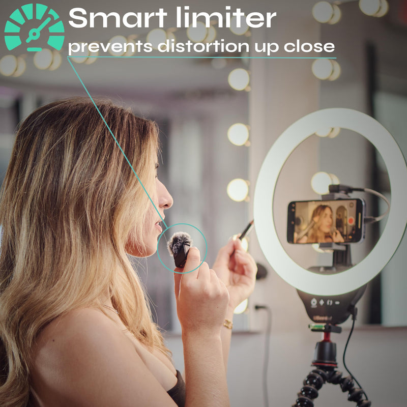 CreatorMic voice-enhancing mini wireless microphone for iPhone/Android/Camera - limiter, voice EQ, noise cancel, echo remove, magnetic mount – lapel mic clip on for video/vlog/YouTube/Tiktok