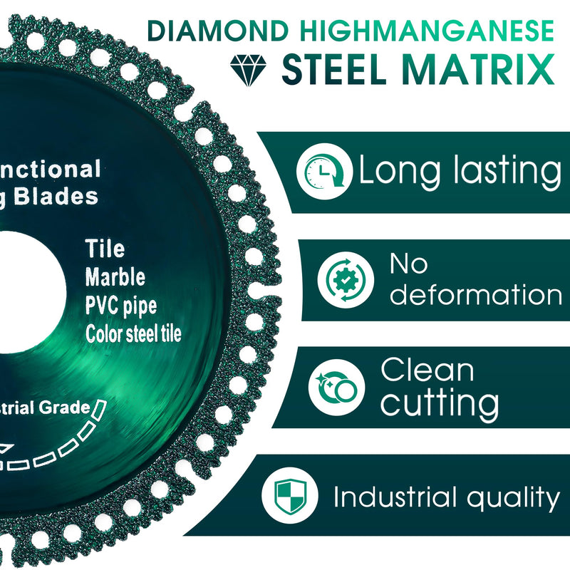 ‎10 Pack 4.5 Inch Indestructible Disc for Grinder, Indestructible Disc 2.0 for Angle Grinder 7/8''-Cut Everything in Seconds, Cutting Discs for Smooth Cutting, Chamfering, Grinding Materials Green (115mm) 10.0
