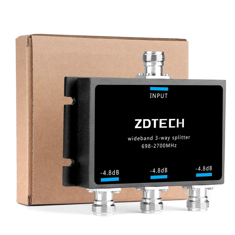WideBand 3-Way Splitter with N-Female Connectors 50 Ohm Signal Splitter for 3G/4G/LTE(698-2700MHz) Splitter 3-Way