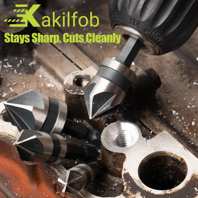 5 Pcs Four Spiral Flute Step Drill Bit Set, 6 Pcs Countersink Drill Bits with 1/4 Inch Quick Change Hex Shank, Nitriding HSS Drill Bits for Metal, Aluminum, Wood, Plastic HSS 11 Pieces (5 Step + 6 Countersink)
