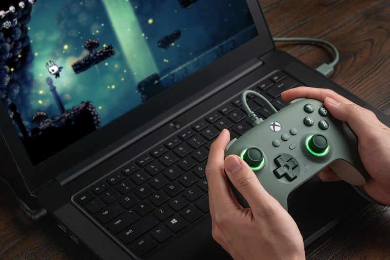 8BitDo Ultimate C Wired Controller for Xbox with Hall Effect Joysticks and Hall Triggers, RGB Lighting Fire Ring, Compatible with Xbox Series X|S, Xbox One, Windows 10/11 - Officially Licensed (Dark Green) Dark Green