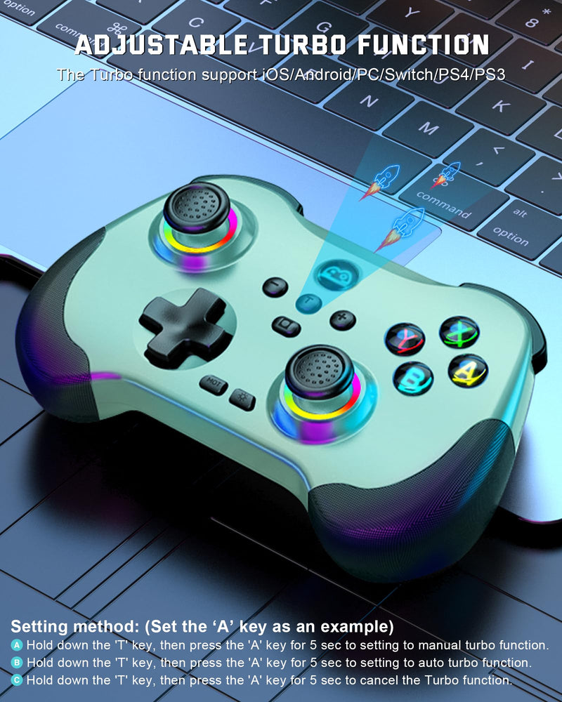 Joso Mobile Gaming Controller for iPad/iPhone/Tablet, Cloud Controller Remote Joystick for iOS/Android, Wireless Switch Controller with Macro Buttons/Hall-Rocker/Hall-Trigger - Green