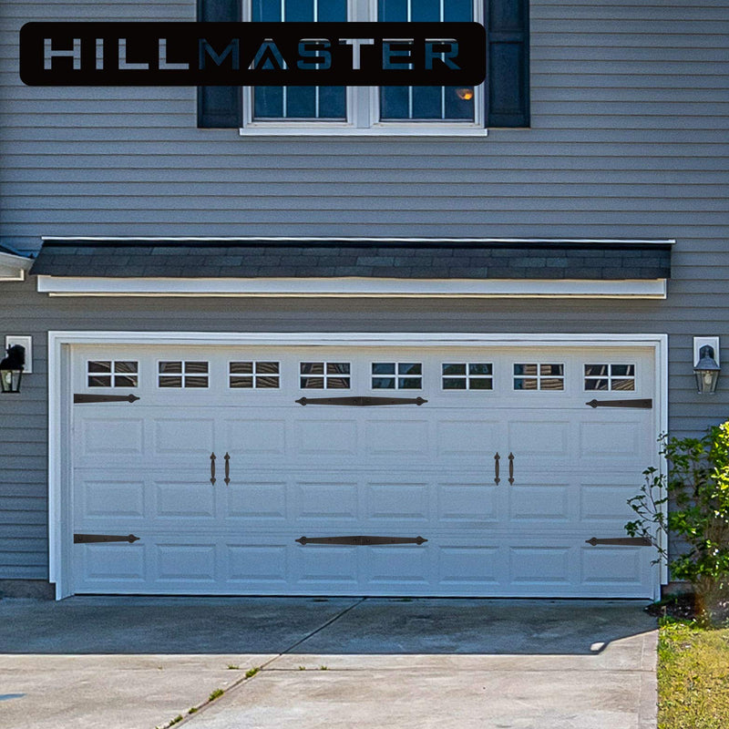 HILLMASTER Decorative Magnetic Garage Door Hinges Hardware, 12 Pieces Garage Door Accents Attractive Curb Appeal Faux Gate Hinges Handles Decor Hardware Kit, Black Rustic
