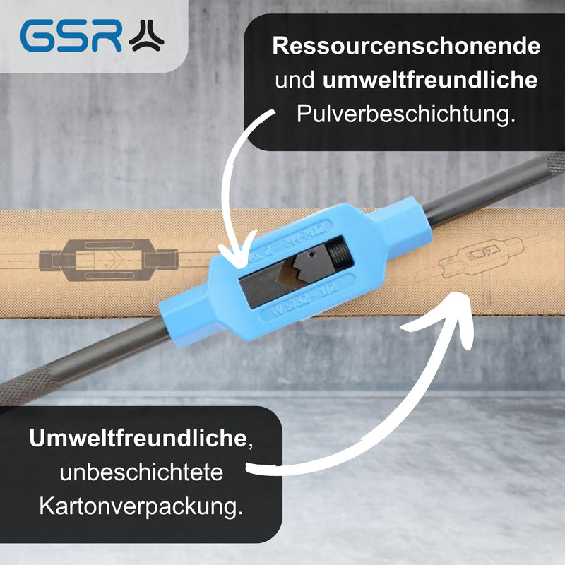 GSR Silver tap wrench DIN 1814 adjustable, hand tap (size 1.1/2 | M1 - M12), clamping jaws made of tool steel, square holder, tap set accessories ‎No. 1.1/2 | M1 - M12 | BSW 1/16-1/2 | G1/8