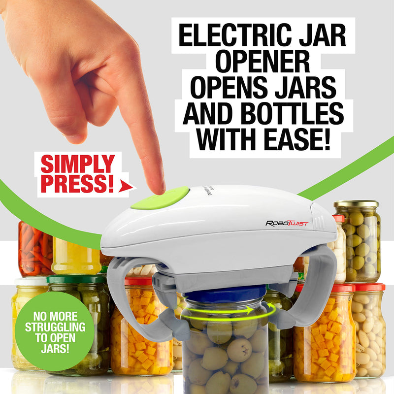 Robotwist Automatic Jar Opener, Deluxe Model with Improved Torque, Robo Twist Kitchen Gadgets for Home, Electric Handsfree Easy Jar Opener – Works on All Jar Sizes, As Seen on TV Small