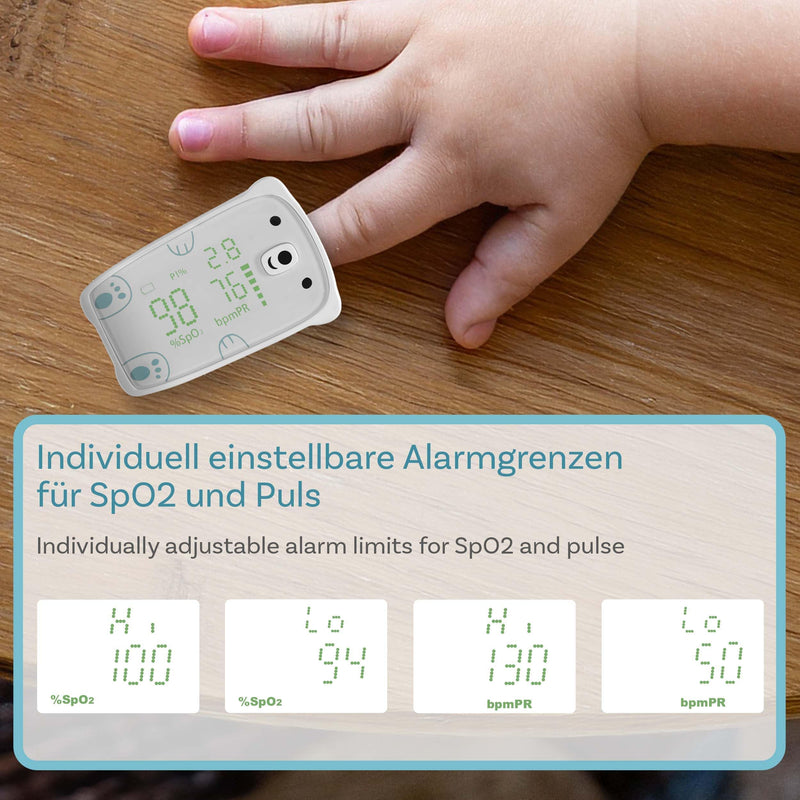 Pulox PO-235 Children's Pulse Oximeter for SpO2, Pulse Rate & PI with Alarm | For measuring oxygen saturation, pulse and perfusion index, child-friendly design for little fingers