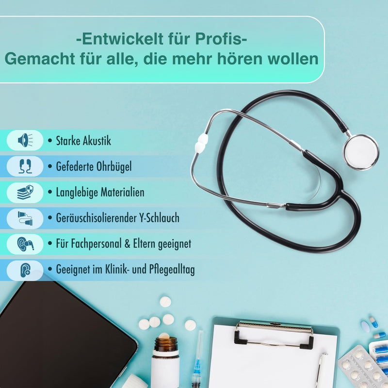 Premium Stethoscope, Medical Stethoscope for Doctor, Nursing Clinic, with Cold Protection Ring and Metal Bracket, Soundproofed and Nickel-Free, Auscultation Heart, Lungs, Baby (Double Head Double Head Blue