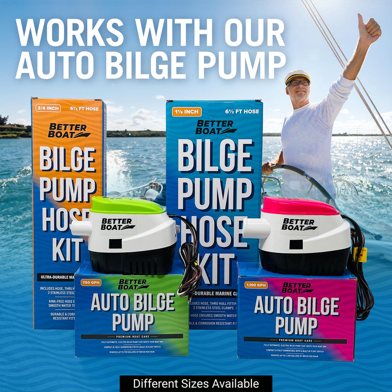 3/4 Bilge Pump Hose Kit, Includes 6.5 Ft Hose, Thru Hull Discharge Outlet Fitting, and Adapter, Compatible with 3/4 Inch Bilge Pump, Ideal for Boats and Jet Skis 3/4" x 6.5 Ft