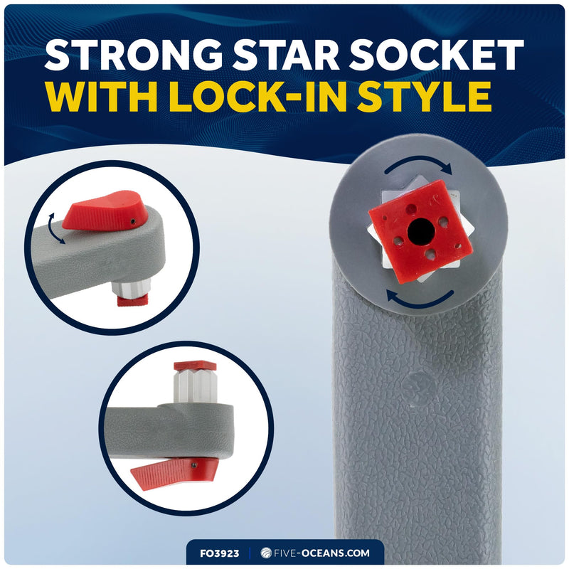 Five Oceans Sailboat Winch Handle, Universal Floating Winch Handle, Lock–in Mechanism, Lightweight and Strong, Fiberglass Reinforced Plastic 8" Gray & Red (1 Pack)