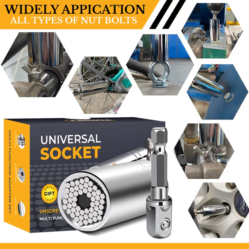 Stocking Stuffers for Adults Men, Gifts for Men Universal Socket Tools White Elephant Gifts Dad Gifts, Christmas Gifts for Men Who Have Everything Dad Boyfriend Husband Tools for Men Cool Gadgets Silver